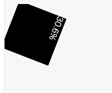 白い字で30.6%と書かれた黒い四角が傾いて表示されている